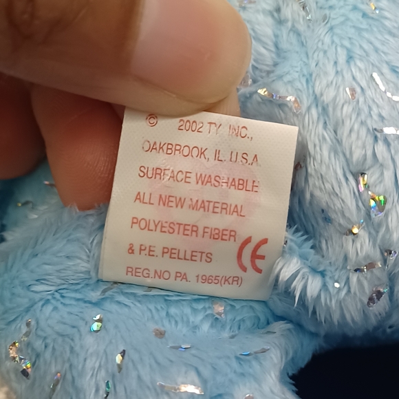 -TY Beanie Babies "DECADE (light blue)" 10th Anniversary Teddy Bear - Sparkly - Picture 8 of 8
